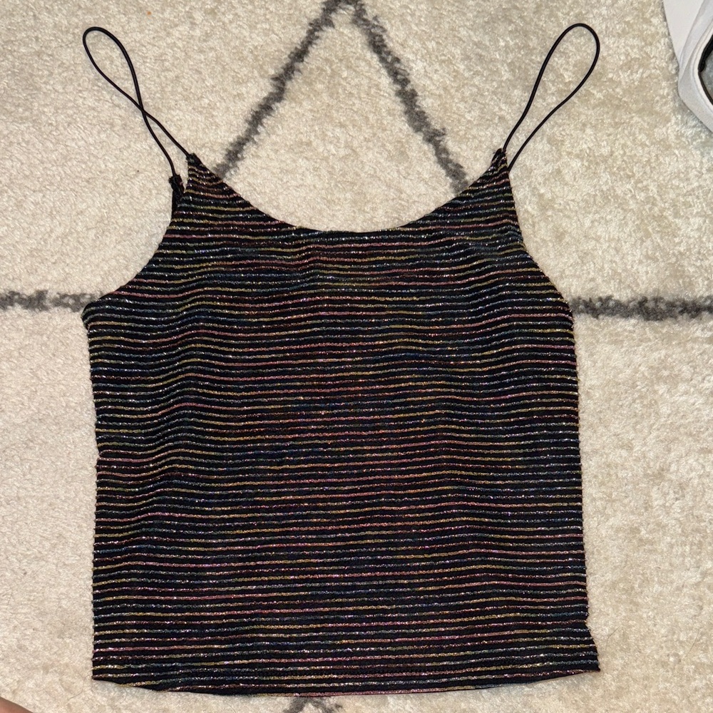Urban Expressions Black Camisole with Multicolor Stripes